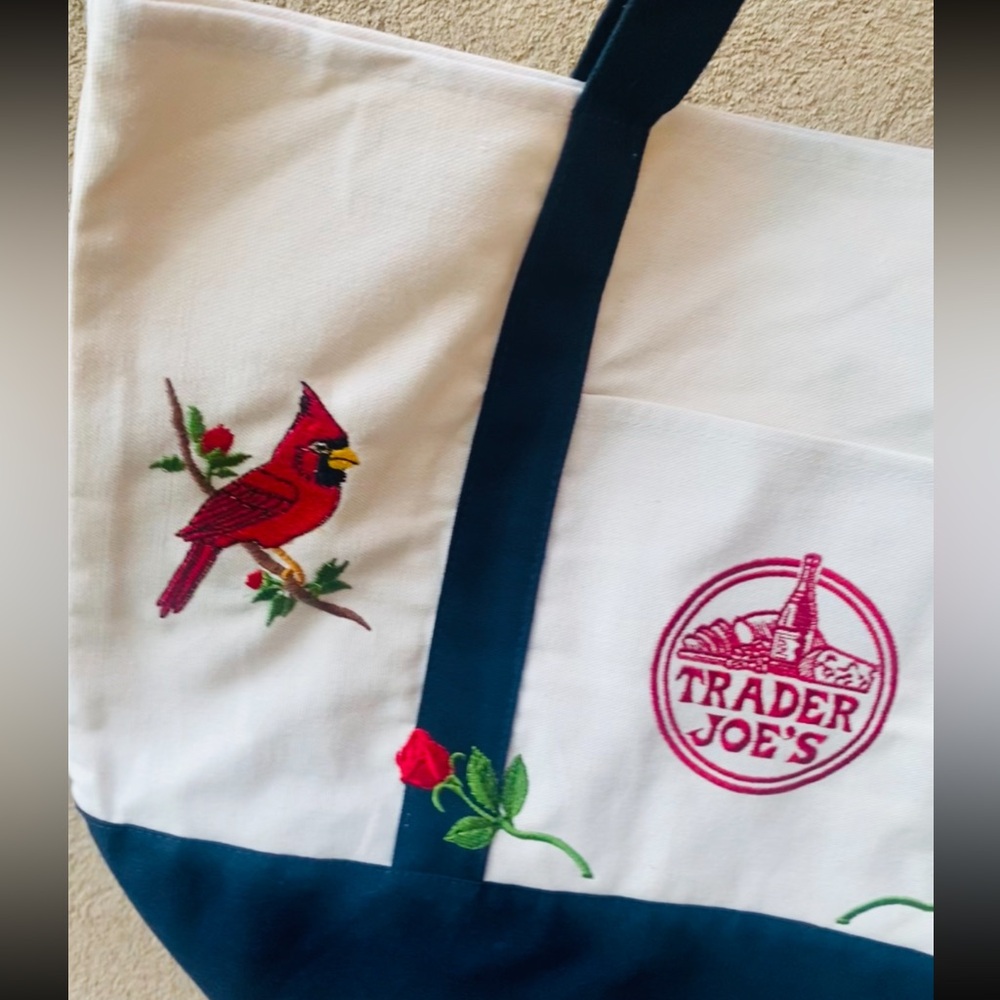 Embroidered Trader Joe’s Canvas Tote | Boho Reusable Market Bag | Gift Idea - Picture 4 of 12
